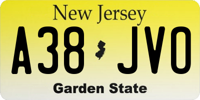 NJ license plate A38JVO