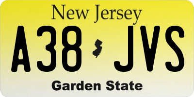 NJ license plate A38JVS