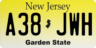 NJ license plate A38JWH