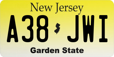 NJ license plate A38JWI