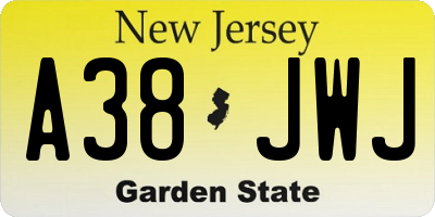 NJ license plate A38JWJ