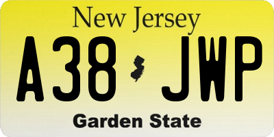NJ license plate A38JWP