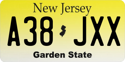 NJ license plate A38JXX