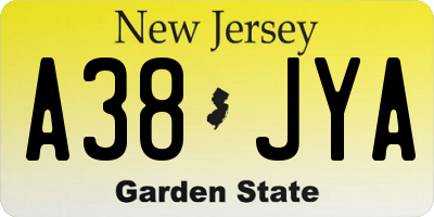 NJ license plate A38JYA