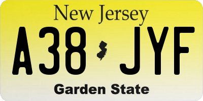 NJ license plate A38JYF
