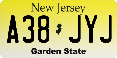 NJ license plate A38JYJ