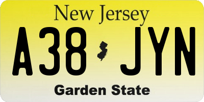 NJ license plate A38JYN