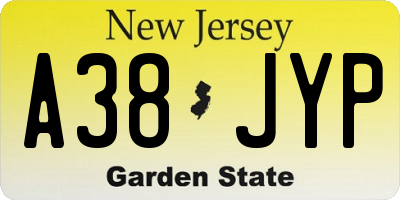 NJ license plate A38JYP