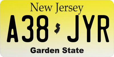 NJ license plate A38JYR