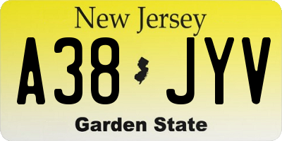 NJ license plate A38JYV