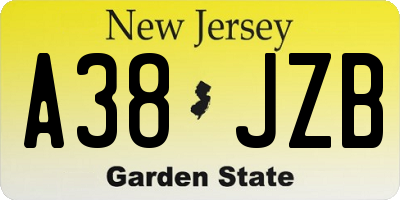 NJ license plate A38JZB