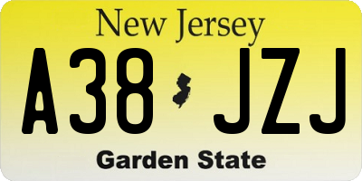 NJ license plate A38JZJ