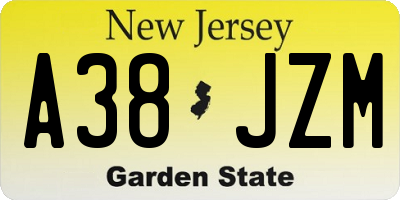 NJ license plate A38JZM