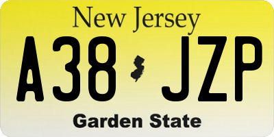 NJ license plate A38JZP