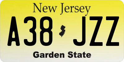 NJ license plate A38JZZ