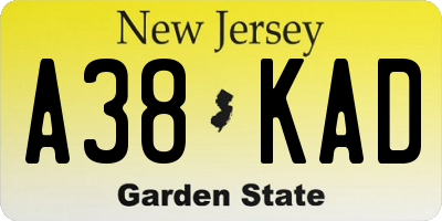 NJ license plate A38KAD