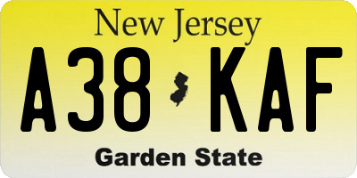 NJ license plate A38KAF