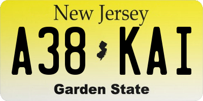 NJ license plate A38KAI