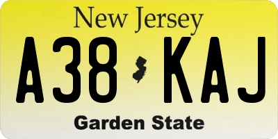 NJ license plate A38KAJ