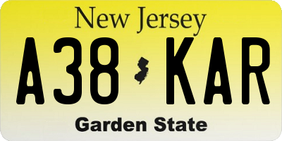 NJ license plate A38KAR