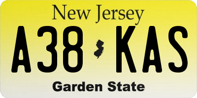 NJ license plate A38KAS
