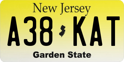 NJ license plate A38KAT