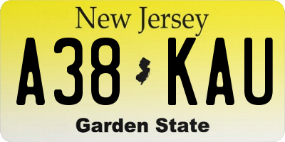 NJ license plate A38KAU