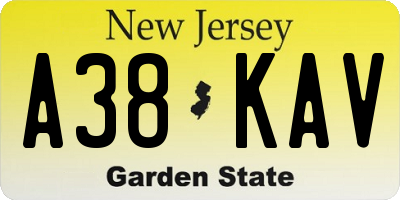 NJ license plate A38KAV