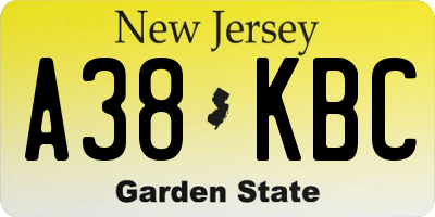 NJ license plate A38KBC