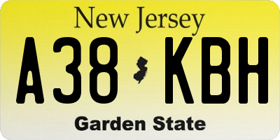 NJ license plate A38KBH