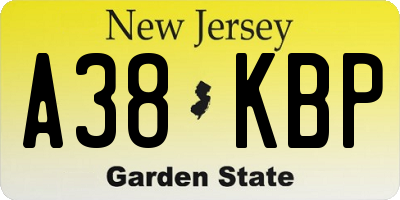NJ license plate A38KBP