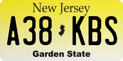 NJ license plate A38KBS