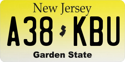 NJ license plate A38KBU