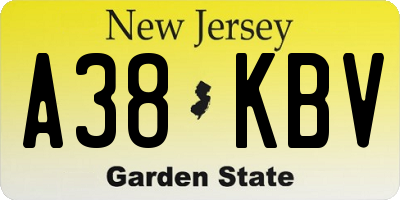 NJ license plate A38KBV