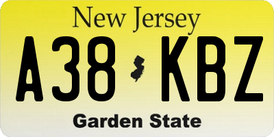 NJ license plate A38KBZ
