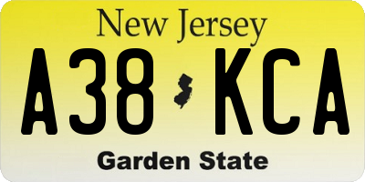 NJ license plate A38KCA