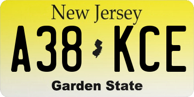 NJ license plate A38KCE