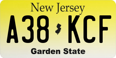 NJ license plate A38KCF