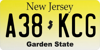NJ license plate A38KCG