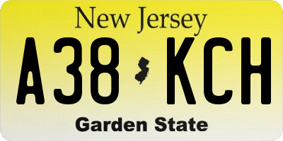 NJ license plate A38KCH
