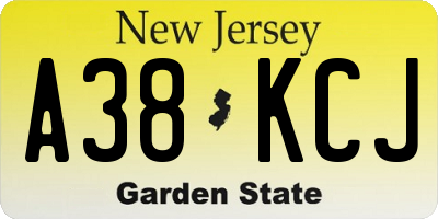 NJ license plate A38KCJ