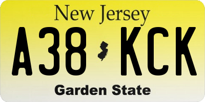 NJ license plate A38KCK