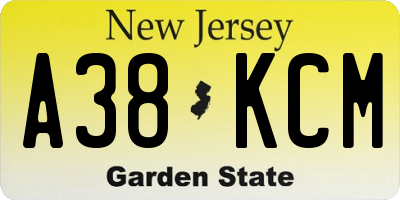 NJ license plate A38KCM
