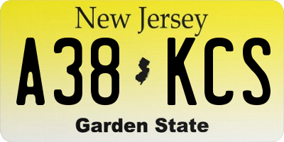 NJ license plate A38KCS