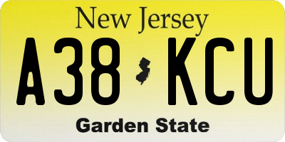NJ license plate A38KCU