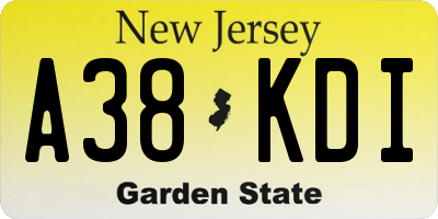 NJ license plate A38KDI
