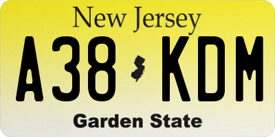 NJ license plate A38KDM