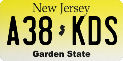 NJ license plate A38KDS
