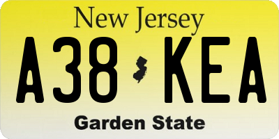 NJ license plate A38KEA