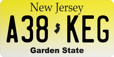 NJ license plate A38KEG